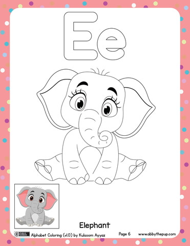 E Is For Elephant Coloring Page